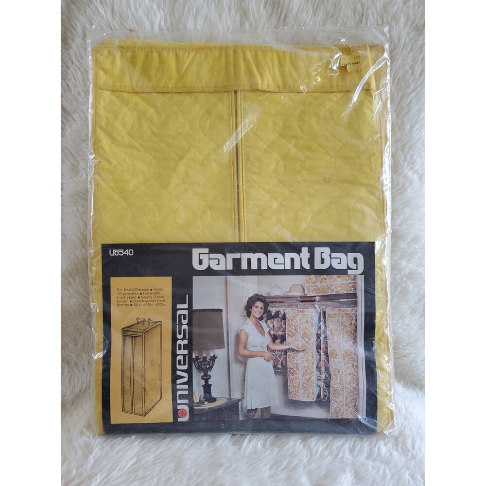 New Vintage Universal Mustard Yellow Quilted Garment Bag Cover 54x15x20 NOS USA
